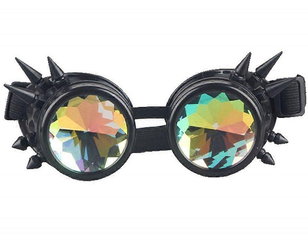 Steampunk Goggles with and without Spikes and Prism Kaleidoscope Glasses Burning Man Dornen Black With Spikes