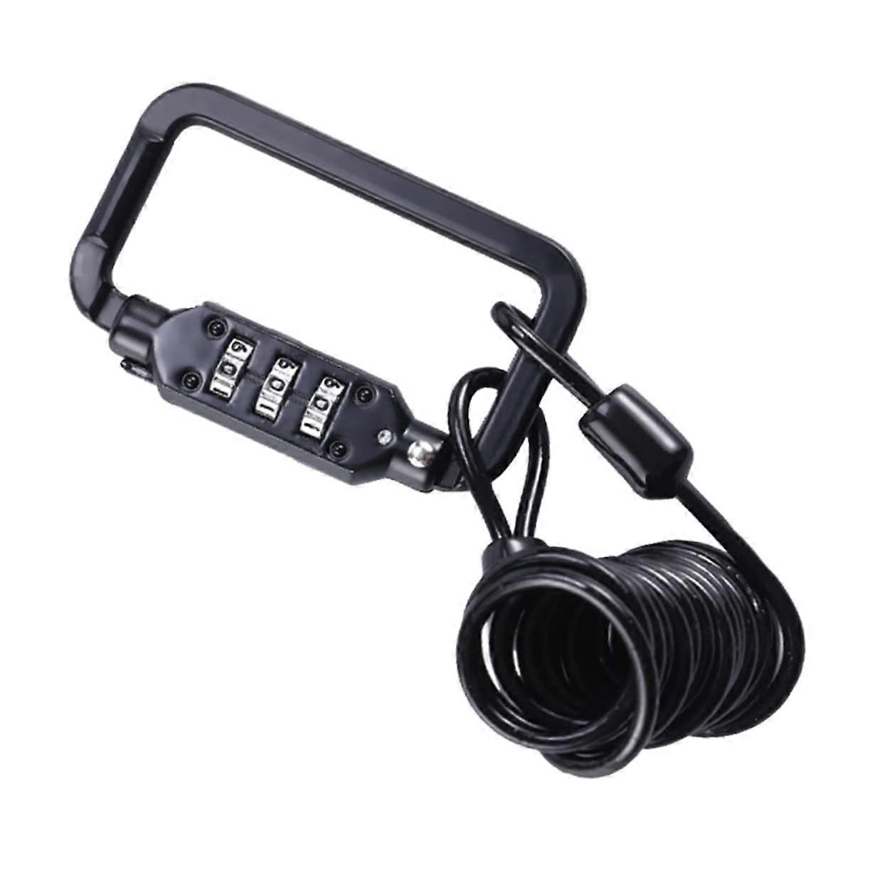 Theftproof helmet lock with 4digit combination code for bicycles and luggage, black, suitable for motorcycles, mountain bikes, and scooters.