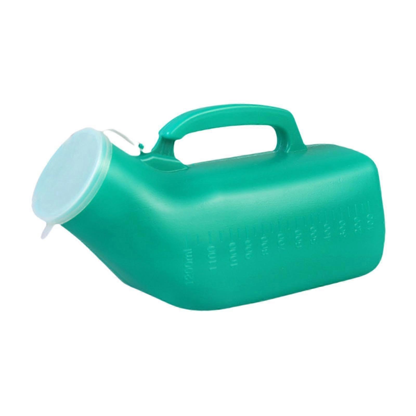 Male Urinal Bottle with Lid, Portable Urinal Pot for Men, Child-Friendly Pee Container in Green, Durable and Easy to Clean