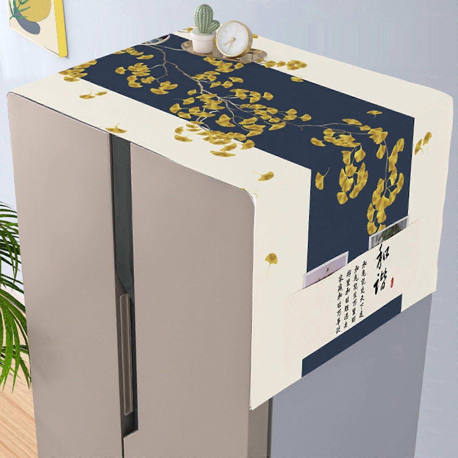 Refrigerator Dustproof Cover with Storage Pockets for Fridge or Washing Machine, D Style 60x150cm