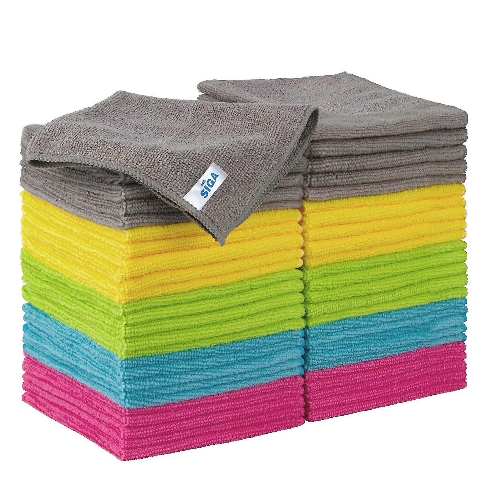 Mr. Siga Chiffons de nettoyage en microfibre, chiffons pour fenêtres, torchons en microfibre, torchons ensemble de 50 pièces