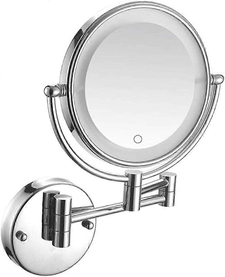 Vanity Mirror With Lights 8-Inch Round Wall Mount Double-Sided Makeup Mirror 5x/3x Magnification Hardwired Black