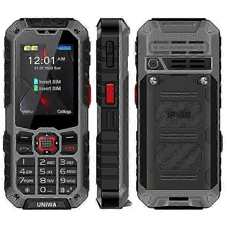 UNIWA S9 2.4 אינץ מחוספס טלפון סלולרי IP68 עמיד למים 4G טלפון נייד עם פנס