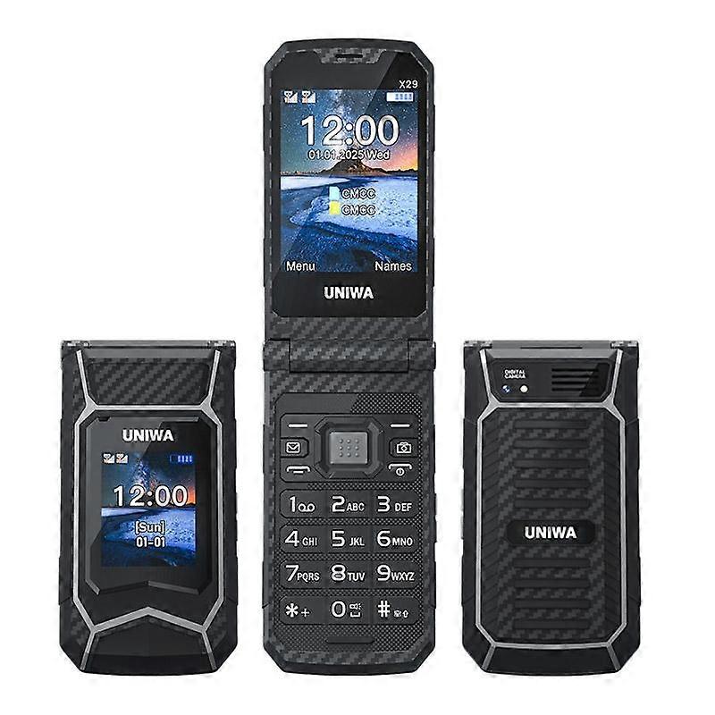 UNIWA X29 Keypad Flip Rugged Phone, 2.8 inch + 1.77 inch Double Screen, MT6261D, Network: 2G
