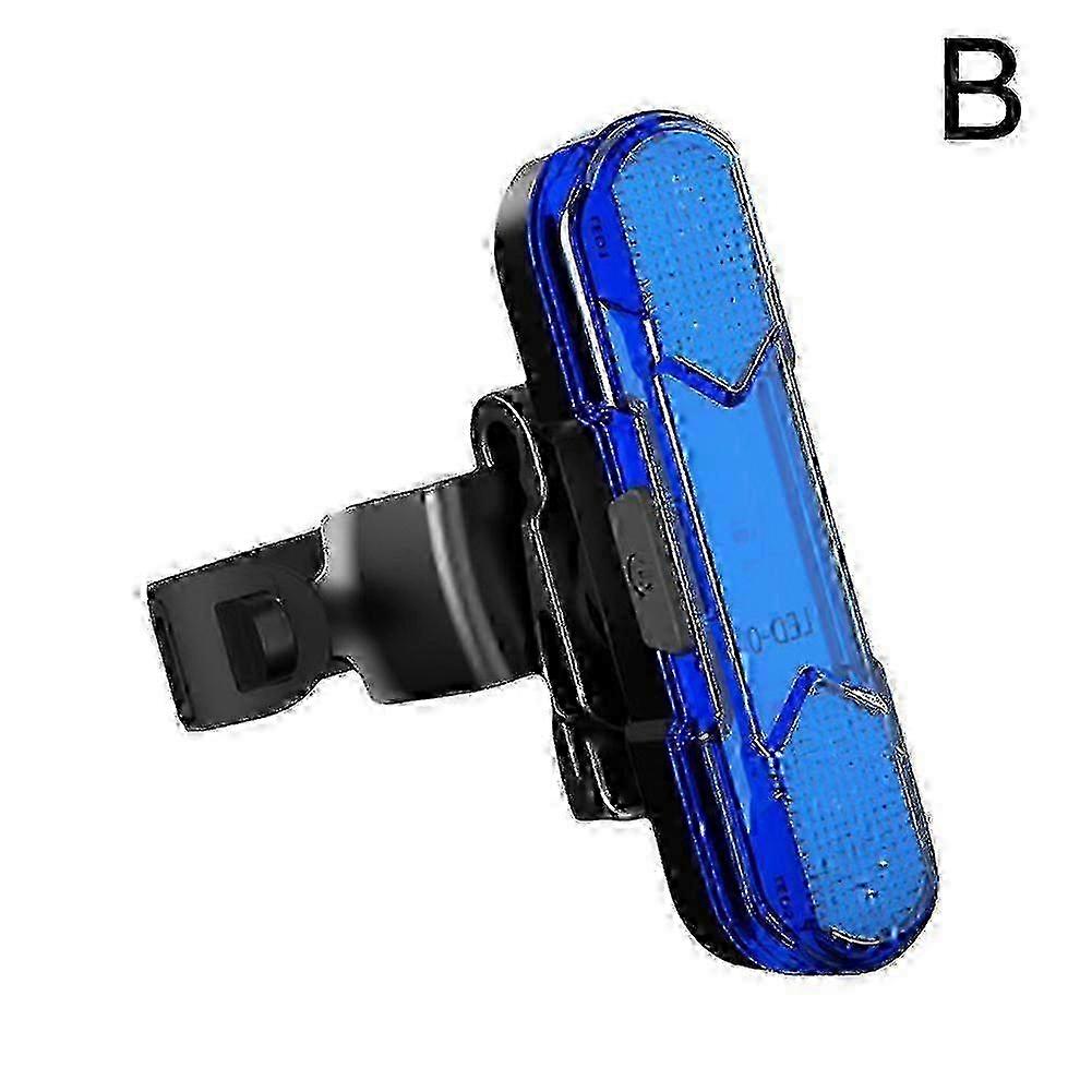 USB Rechargeable Bike Tail Light with LED Flashing Warning - Blue Rear Lamp for Bicycles