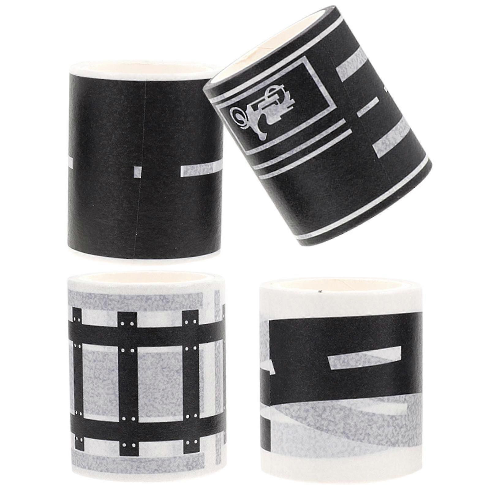 Traffic Adhesive Washi Tape 4 Rolls DIY Railway Stickers Removable Assorted Color For Students Fun Activities