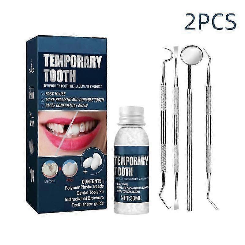 2Pcs Tooth Repair Kit,temporary Teeth Filling Repair Kit, Fixing The Missing And Broken Tooth Replacements Restore Your Smile