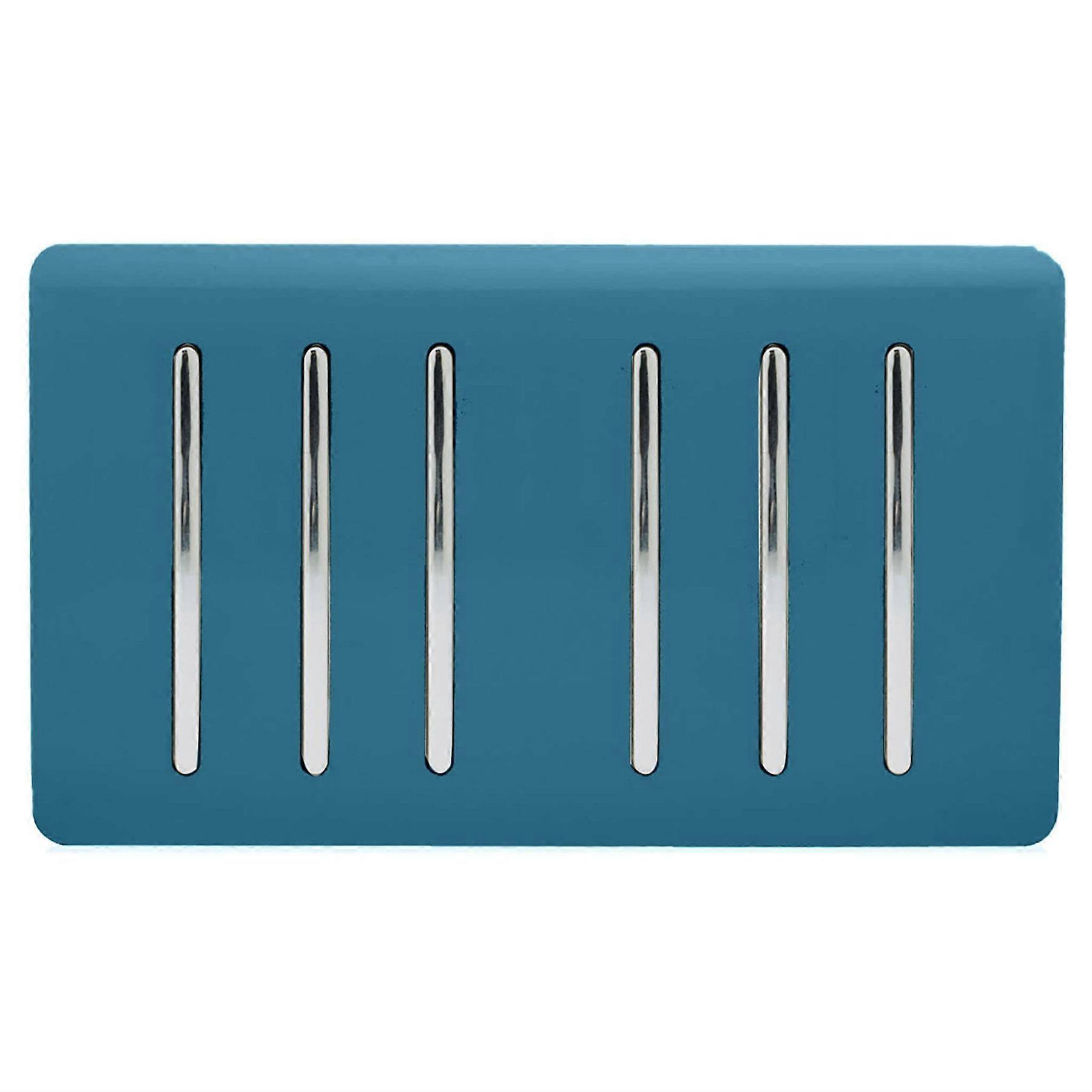 Trendi Artistic Modern Glossy 6 Gang 2 Way Rocker Double Plate Tactile Light Switch Ocean Blue
