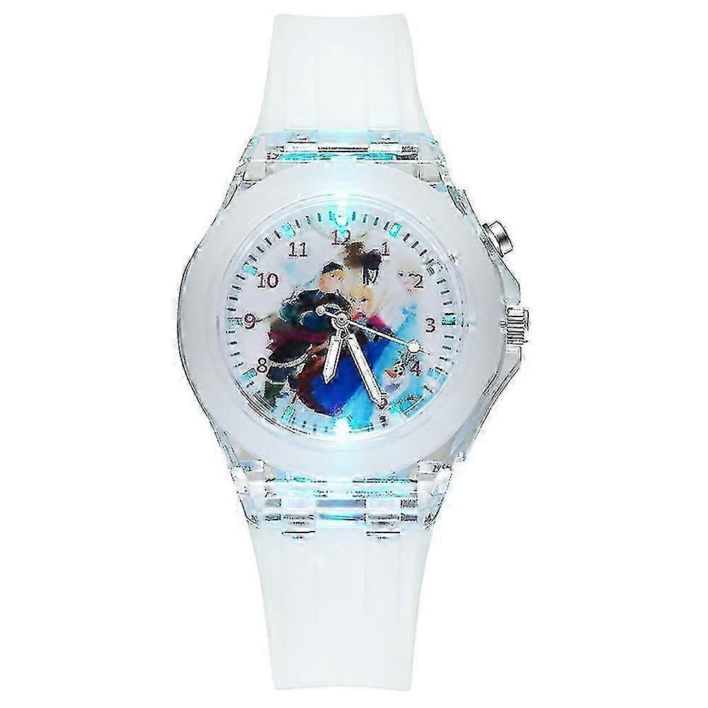 Kids Frozen Anna Elsa Silicone Cartoon Watch Luminous Led Flashing