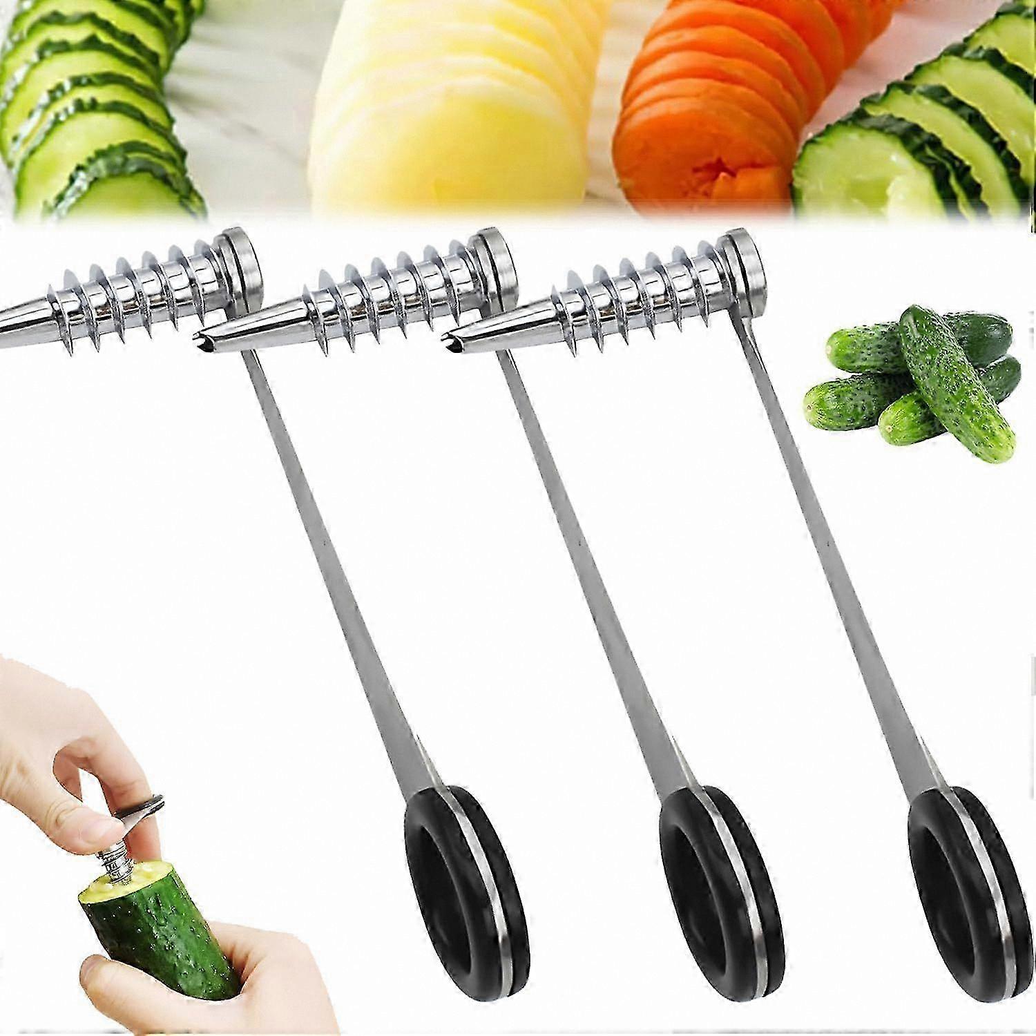 Stainless Steel Spiral Cutter for Vegetables, Potatoes, Cucumbers, and Carrots, Kitchen Gadget for Making Spiral Cuts
