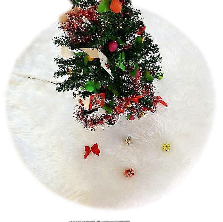 Faux Fur Christmas Tree Skirt White Plush Skirt for Christmas Tree ...