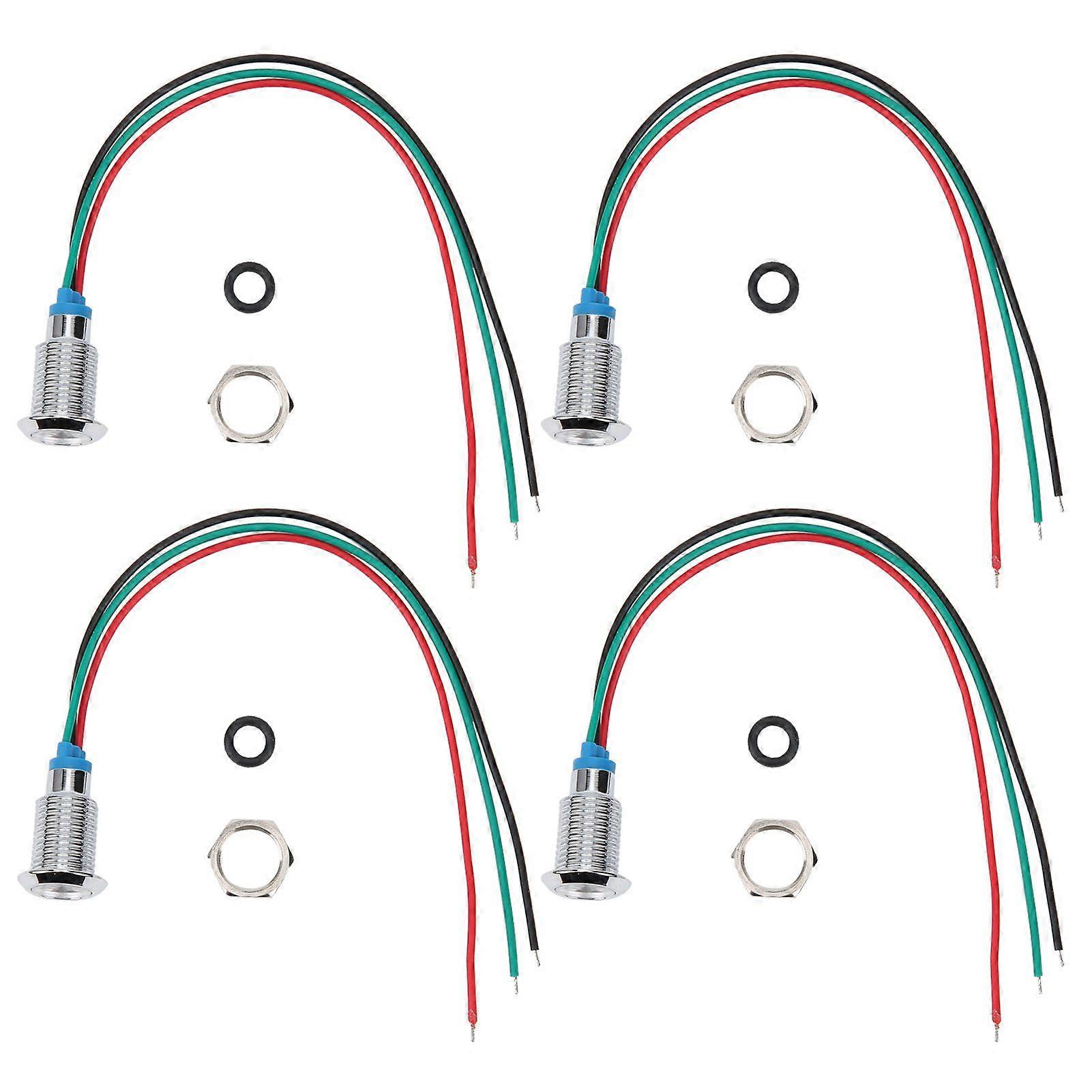 4 Sets PreWired Round LEDs Waterproof 2Color Indicator Common Cathod 10mm 3-6V(Red and Green )