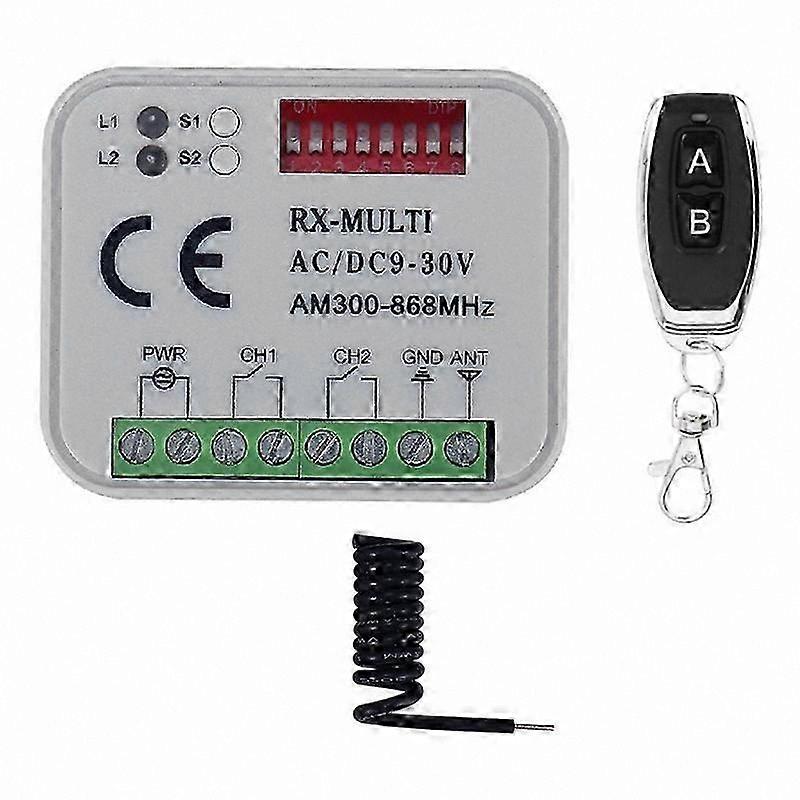 Universal Remote Control Switch Receiver 300-868MHz AC/DC 9-30V for Garage Door/Gate Automation