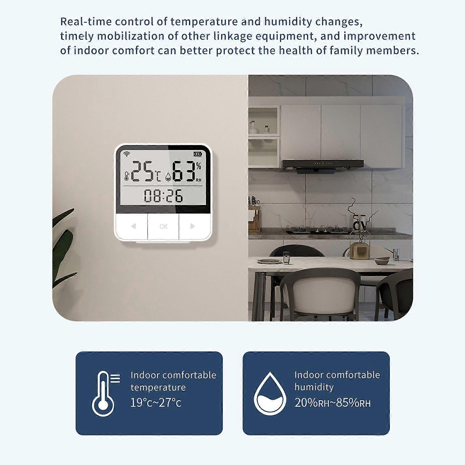 Electronic Digital Temperature Humidity Meter Linkage Intelligent Equipment APP tuya Control