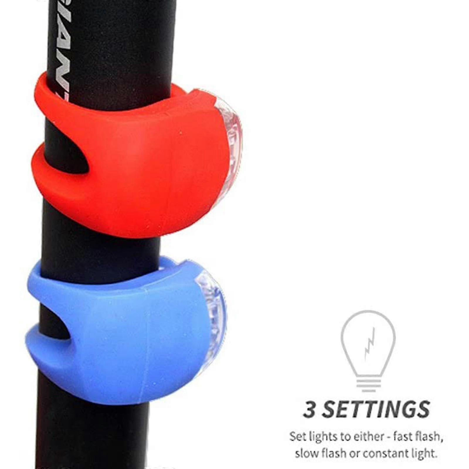 Improved Bicycle Light Set: 2 Pairs of Front & Rear Silicone LED Lights for Safety Riding - Waterproof, Perfect for Mountain Biking