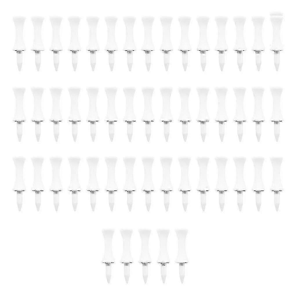 50pcs Golf Tees, Unbreakable Plastic, Reusable Bulk, Professional Height, White 45mm