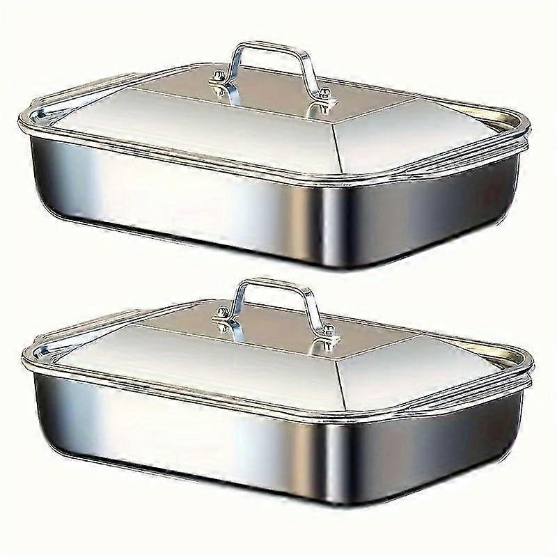 Heavy-duty roasting pan set for baking desserts nonstick rectangular