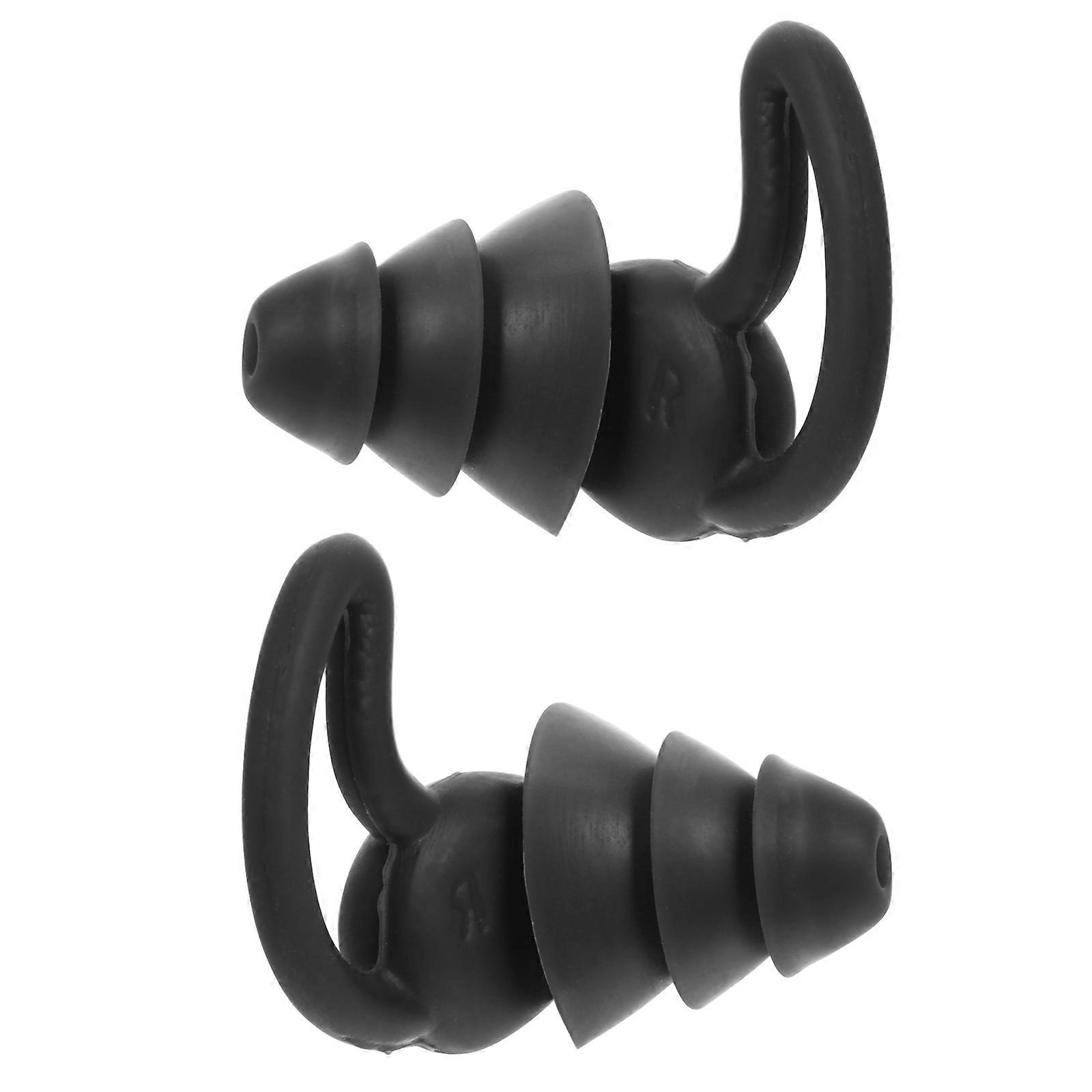 Noise Reduction Ear Plugs for Sleeping Adults Ergonomic Silicone Ear Caps in Black 1 Pair for Work Concentration