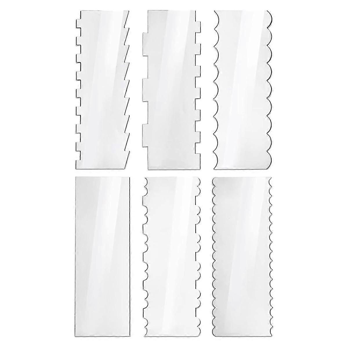 Set of 6 Clear Acrylic Cake Spatulas, Cream Cake Spatulas, Smooth Cake Spatulas, Side Strip Cake Sc