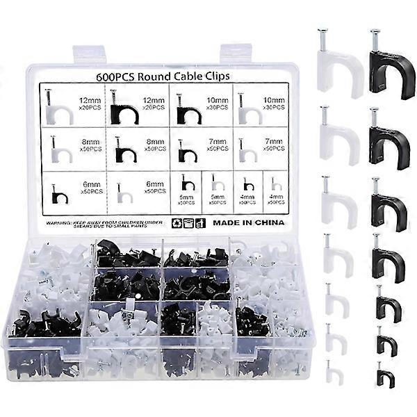 Cable Clips with Nail Round Electric Cable Clips White Black C