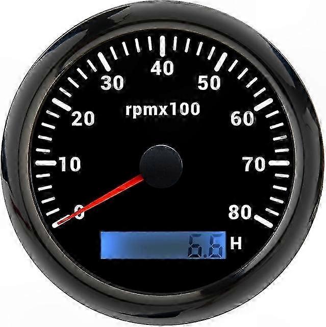 85MM Digital Tachometer Gauge with 7-Color Backlight, 8000 RPM, 9-36V, Hour Meter for Diesel Engines