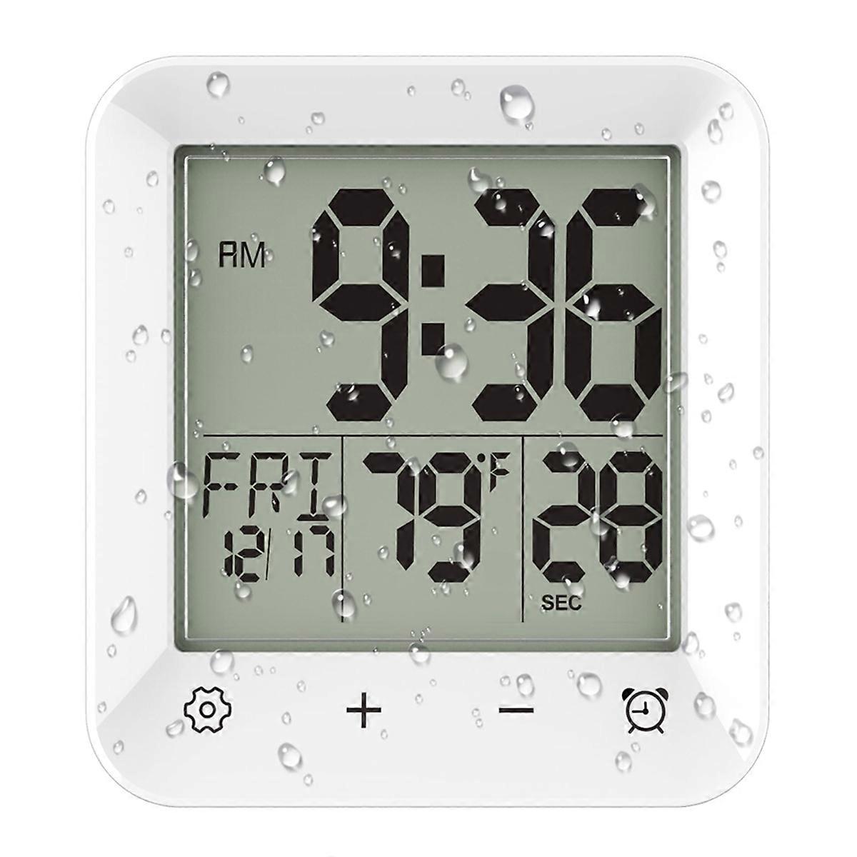 Digital Shower Clock Waterproof, Bathroom Wall Clock Timer with Touch Screen, Temperature, for Kids and Adults