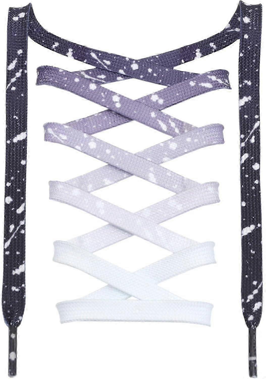 Gradient Sneakers Flat Shoelaces: 2 Pair Athletic Printed Shoe Laces 01 Gradient Black