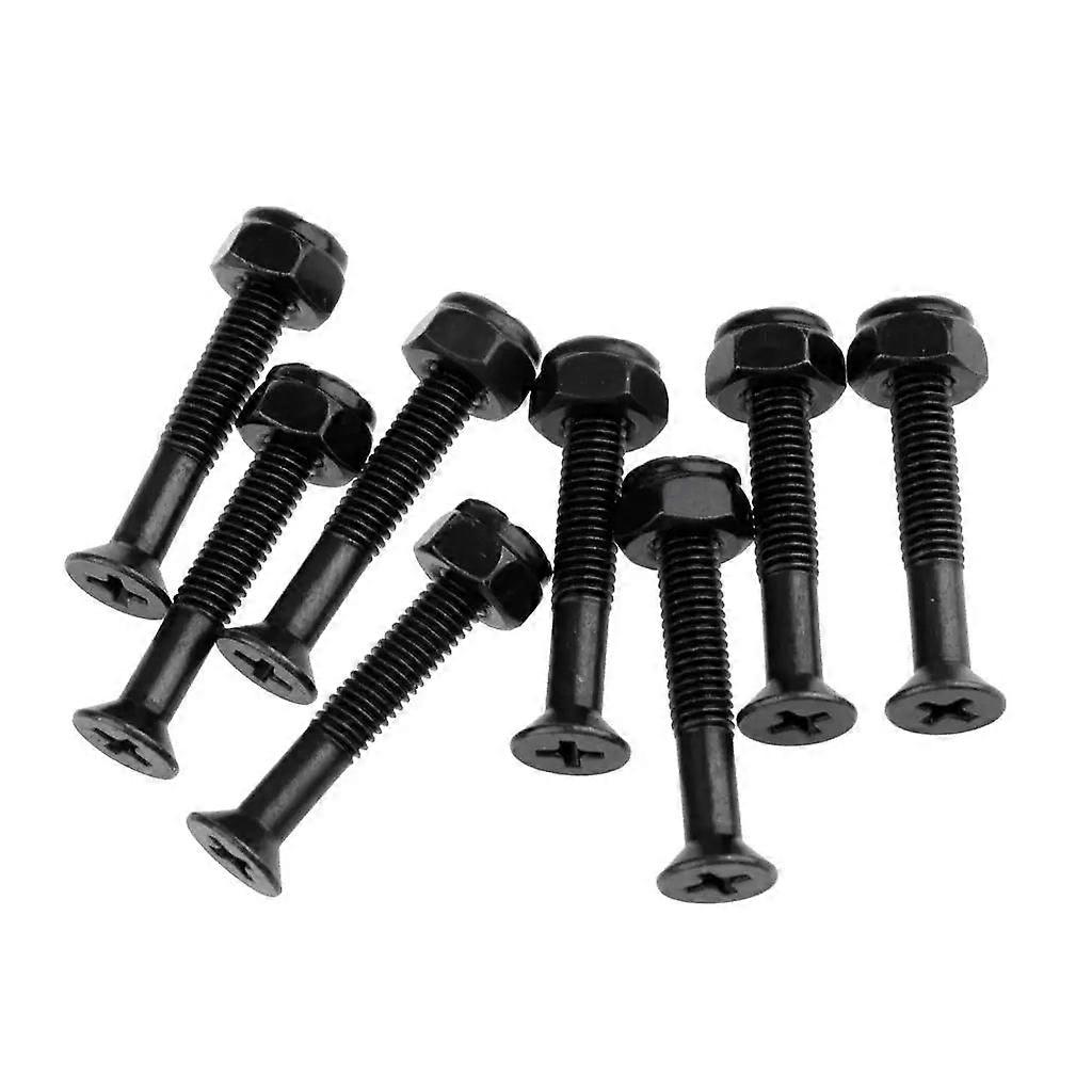 8pcs Black Skateboard & Longboard Hardware Screw Set With Nuts - Replacement