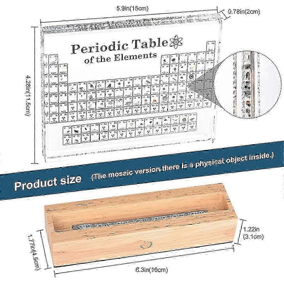 Periodic Table with Real Elements Inside, Table of Elements, Acrylic Periodic Table Display with 83