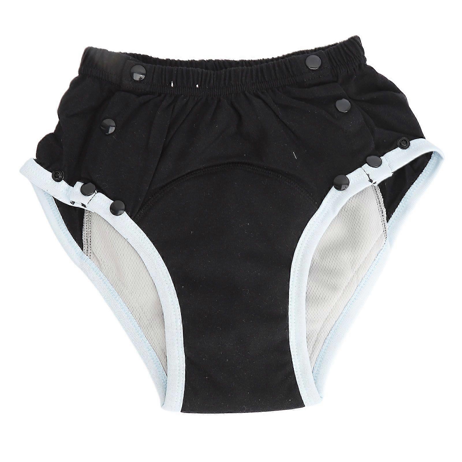 Waschbare Windel für Erwachsene, auslaufsicher, bequem, aus reiner Baumwolle, Inkontinenz-Stoffwindel für Erwachsene, Schwarz, S