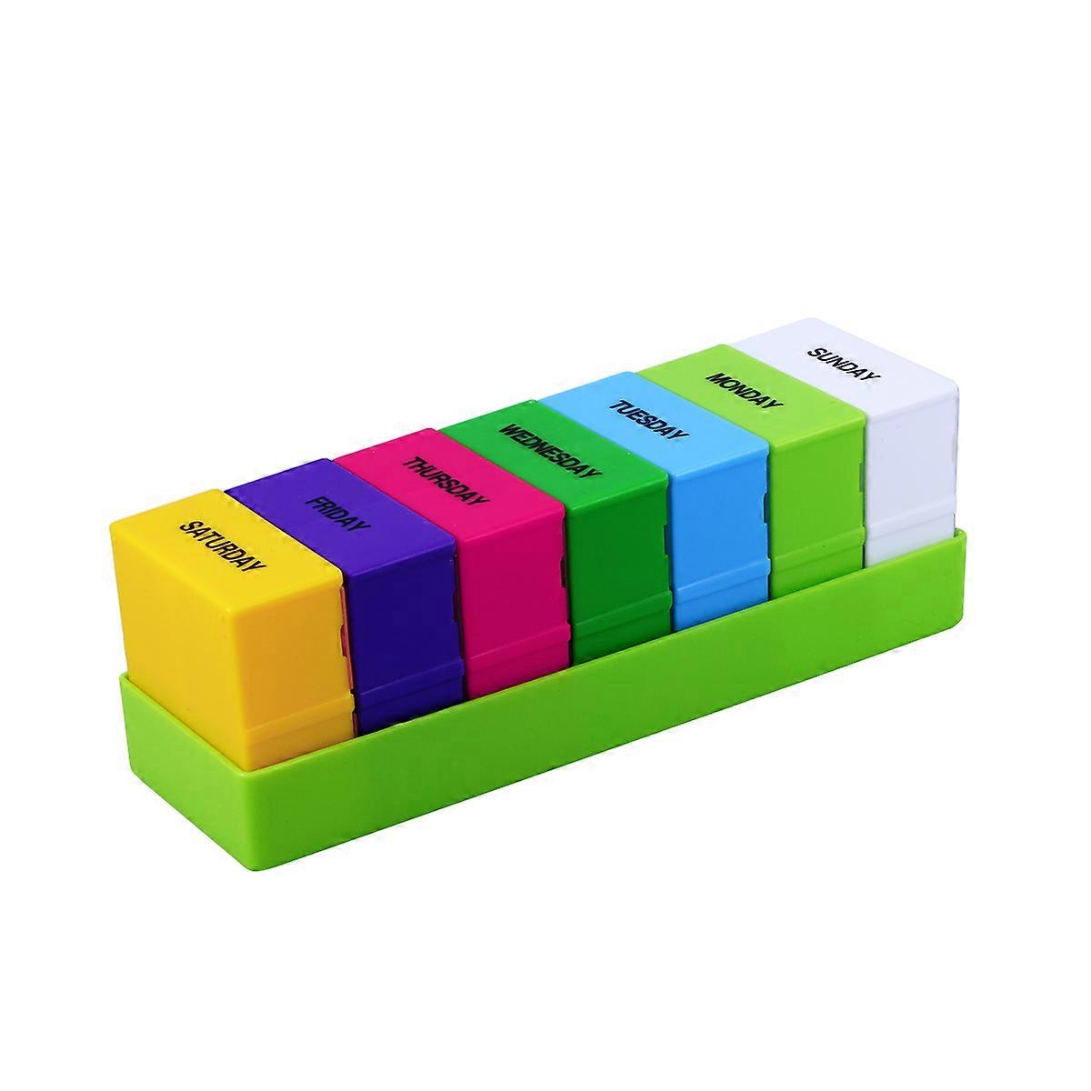 Colored Pill Case 7 Day Organizer for Weekly Pill Storage with 28 Compartments