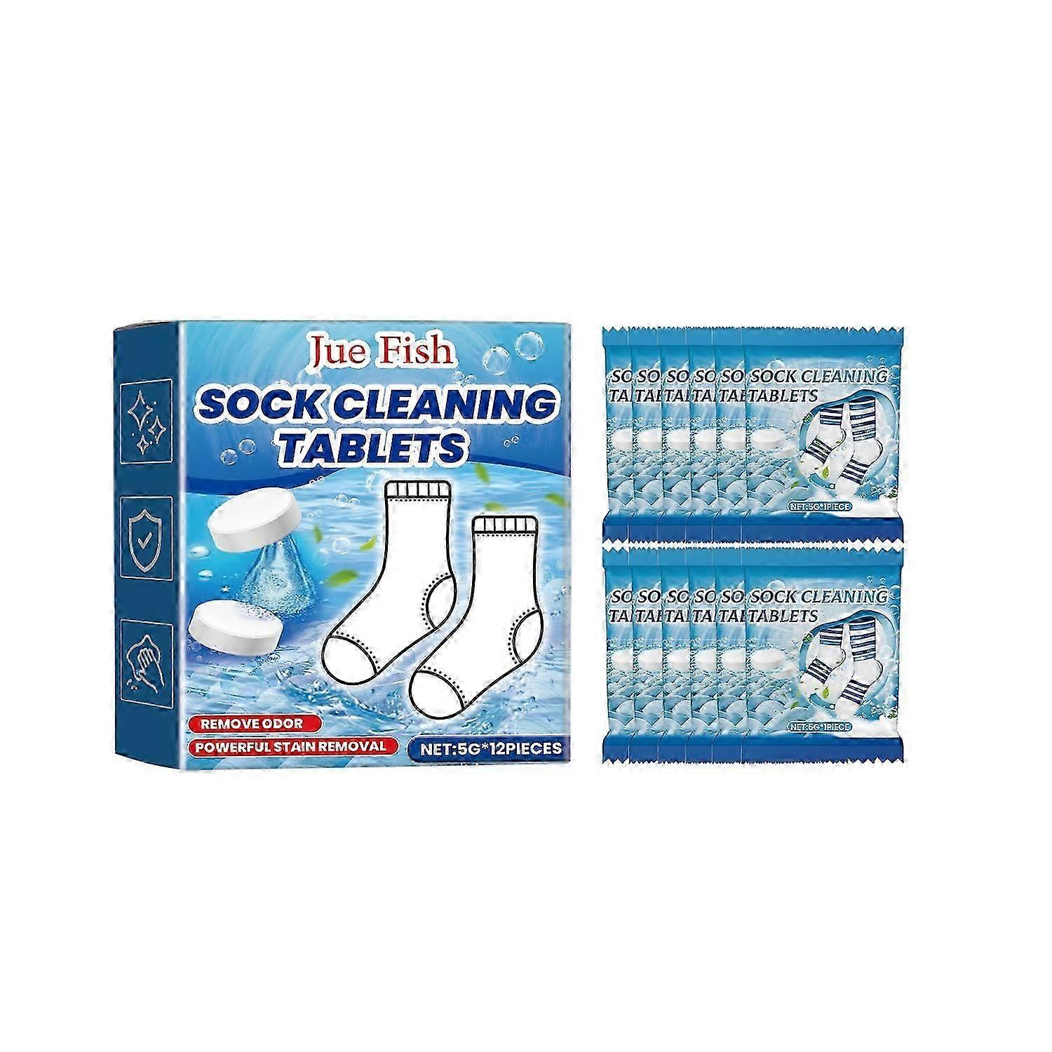 Jue-Fish sock cleaning effervescent tablets gently clean stubborn dirt stains clean fragrance white