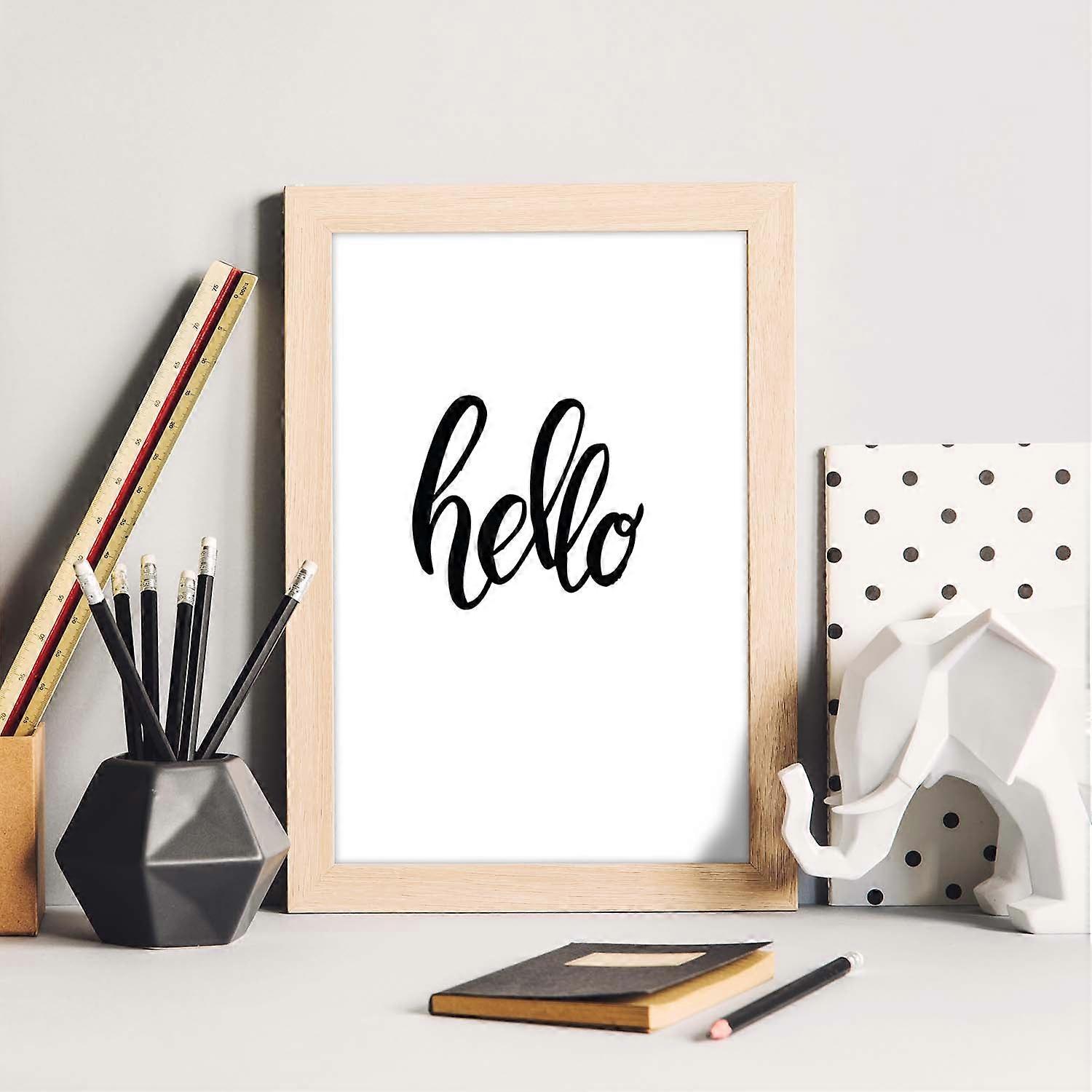 Print Of Happy 'Hello' Messages In Black And White