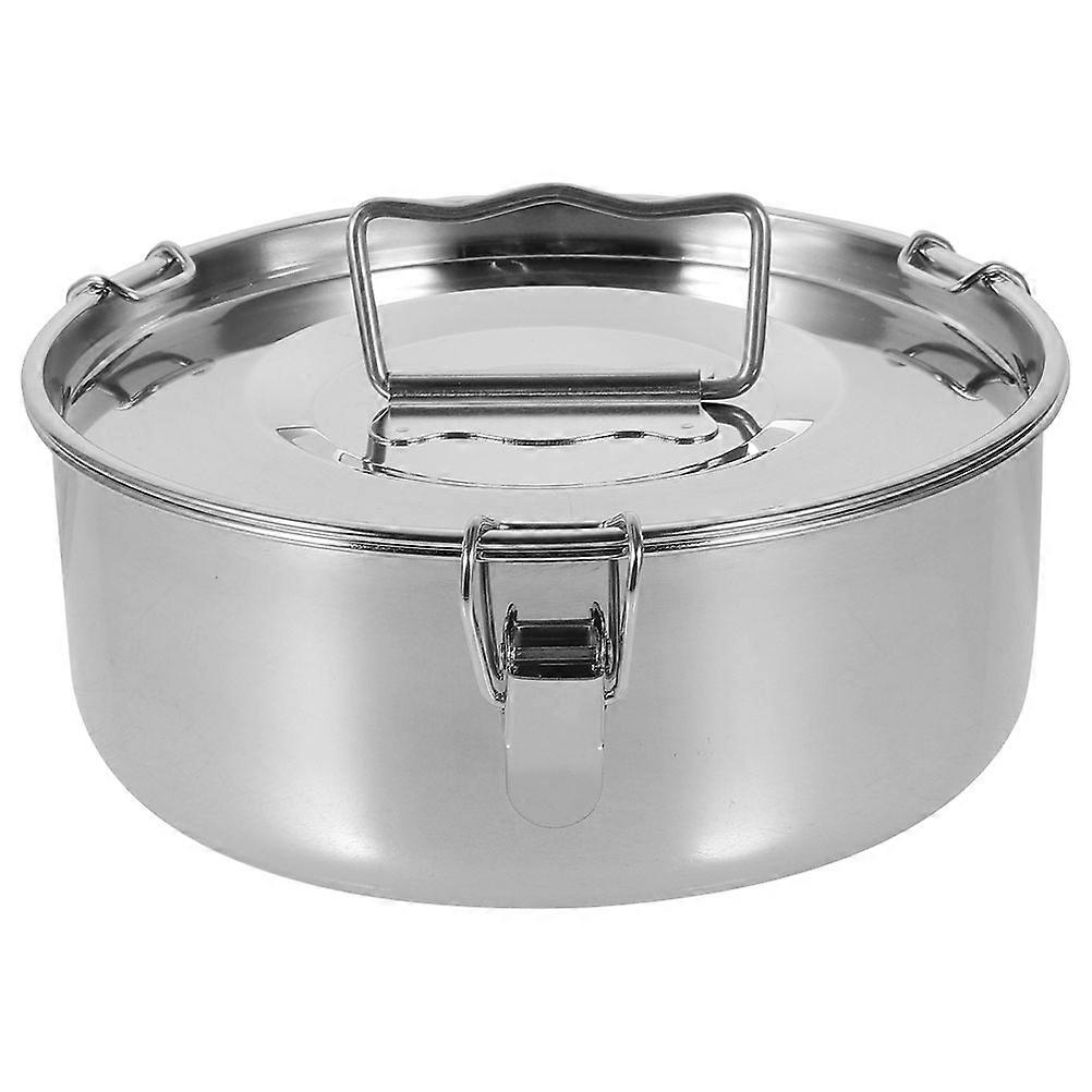 Silver Stainless Steel Flan Pan for Cooking 1 Piece with Lid and Even Heating