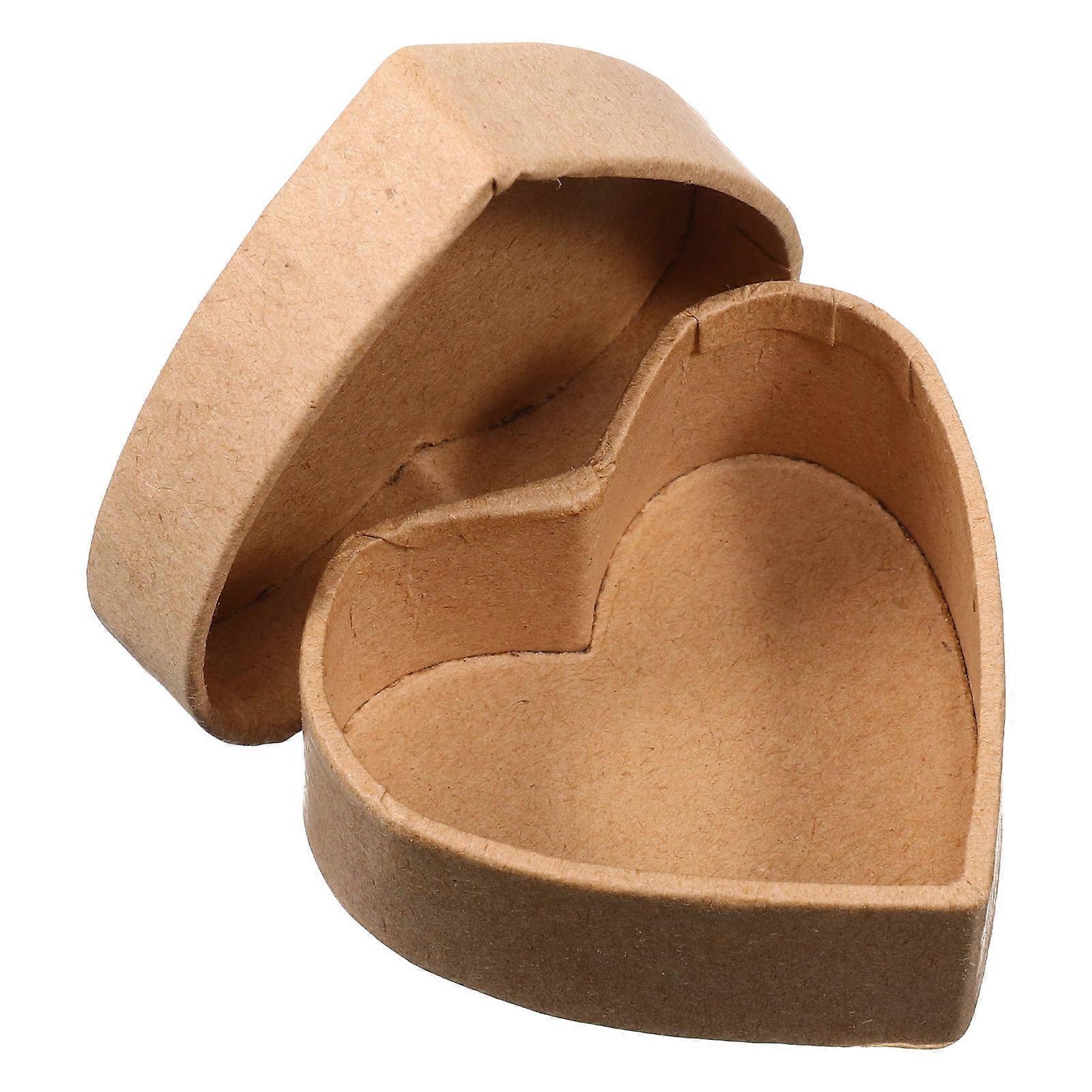Paper Candy Box for Packing 3Pcs Heart Shaped Kraft Boxes for Treats