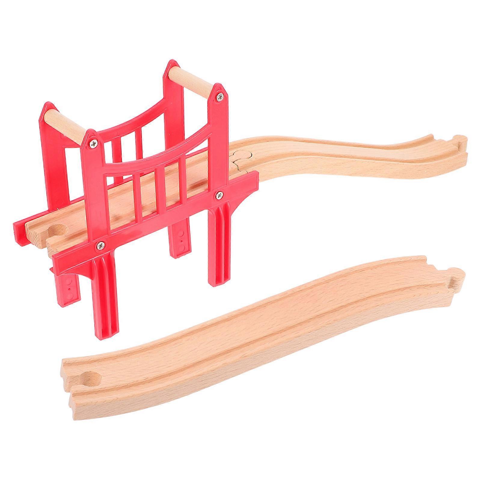 Replacement Toy Train Wooden Train Bridge Kit Compatible with Train Toys Kindergarten Use Assorted Color 1 Set