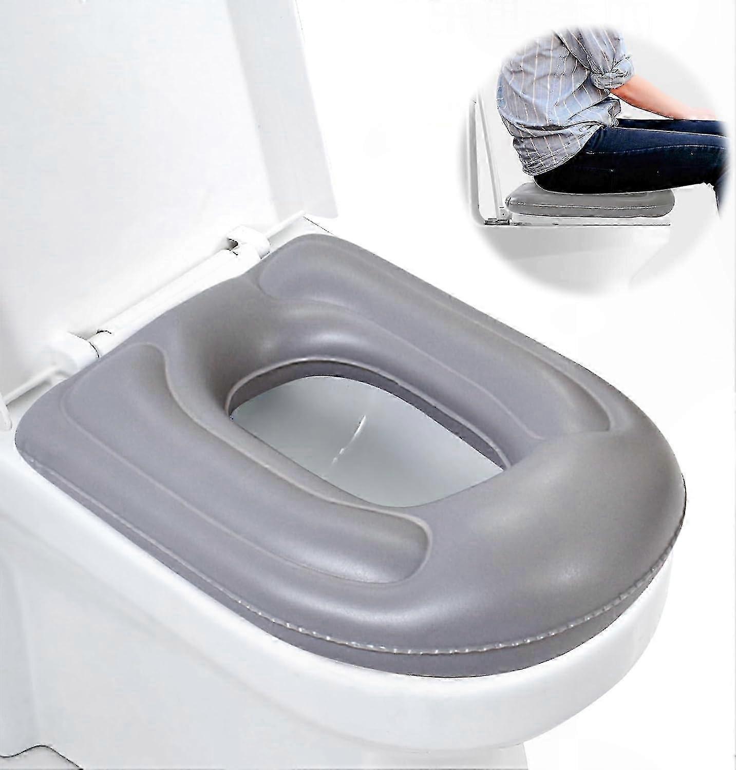 Inflatable Toilet Seat Cushion with Adjustable Height and Suction Cups for Enhanced Comfort