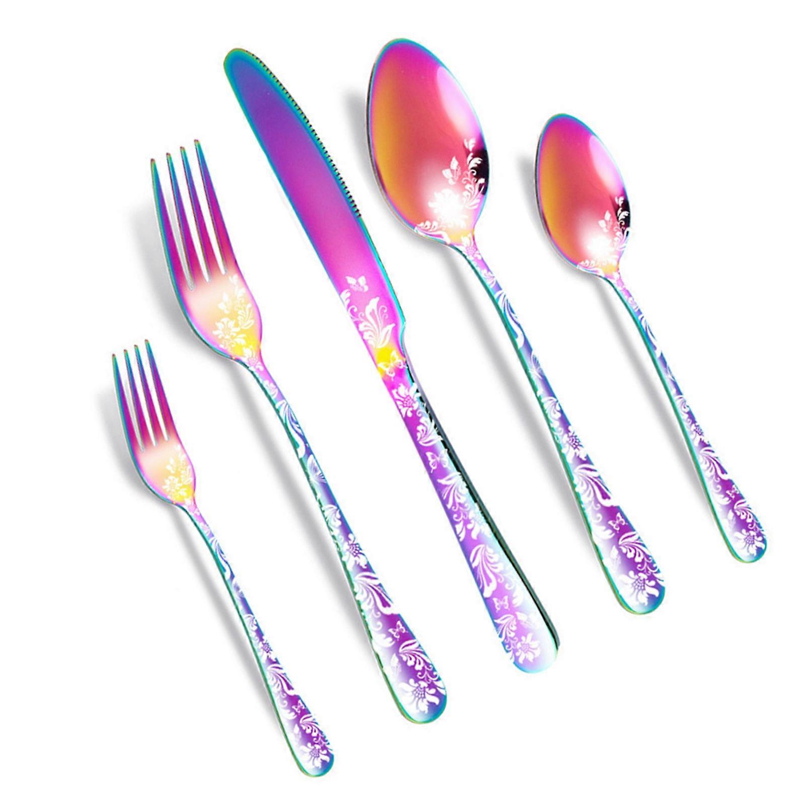 20PCS Stainless Steel Silverware Set, 23cm Knives, Silver