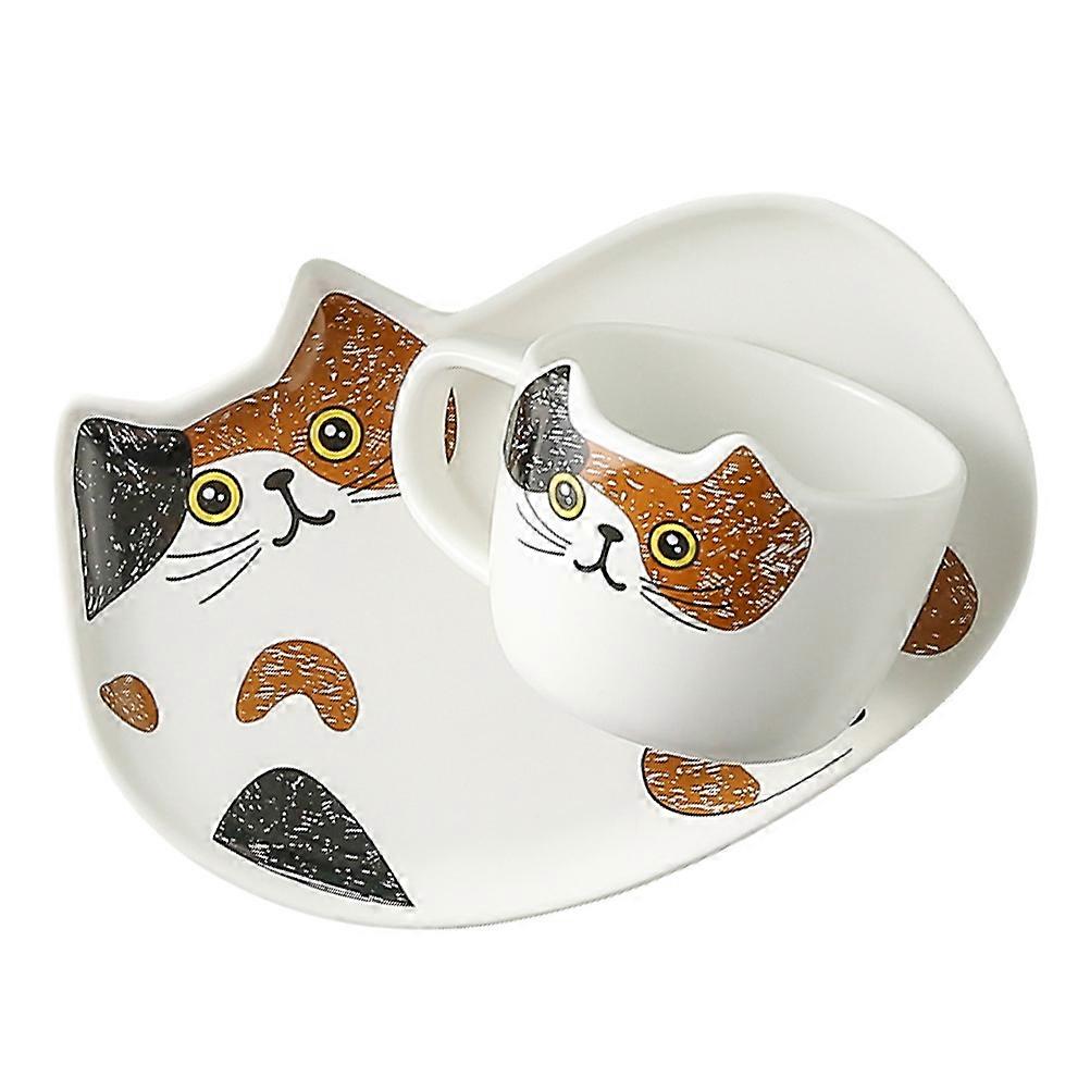 Ceramics Mug and Saucer Set for Drinking Cat Ceramics Cup Saucer 1Set