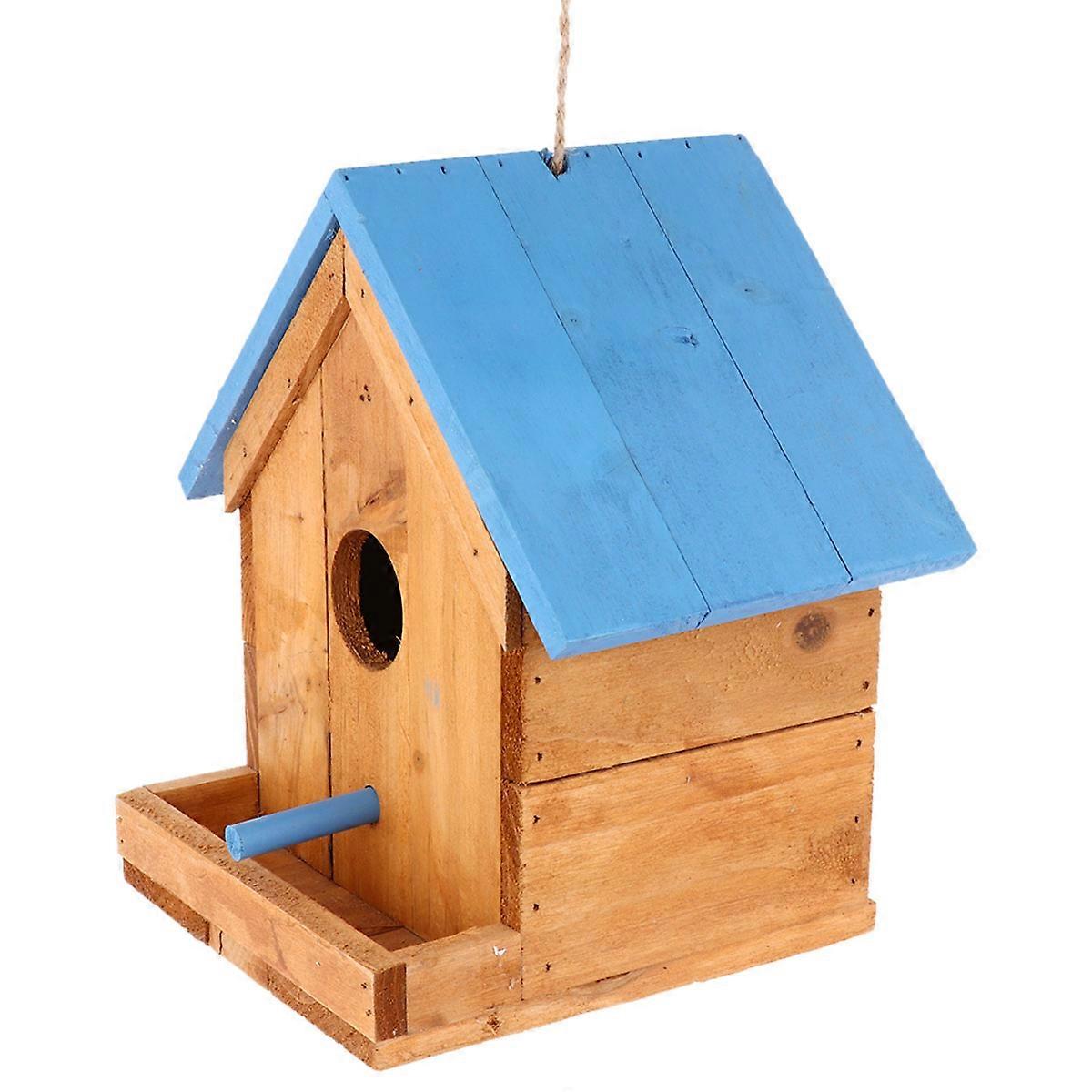 Bird Feeder Wood Hanging Bird Feeding Nest for Small Birds 2Pcs Set