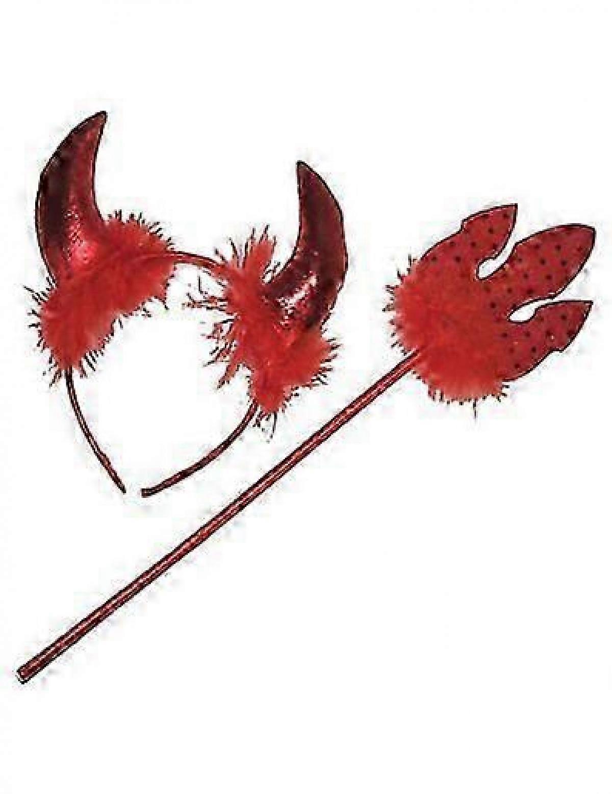 Red devilish kit with adult Halloween feathers