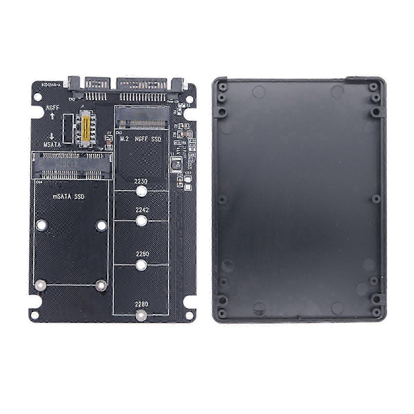 M.2 NGFF MSATA SSD to SATA 3.0 Adapter Card, 2 in 1 Converter Supports 80/60/42/30mm NGFF & Full/Half-Height MSATA