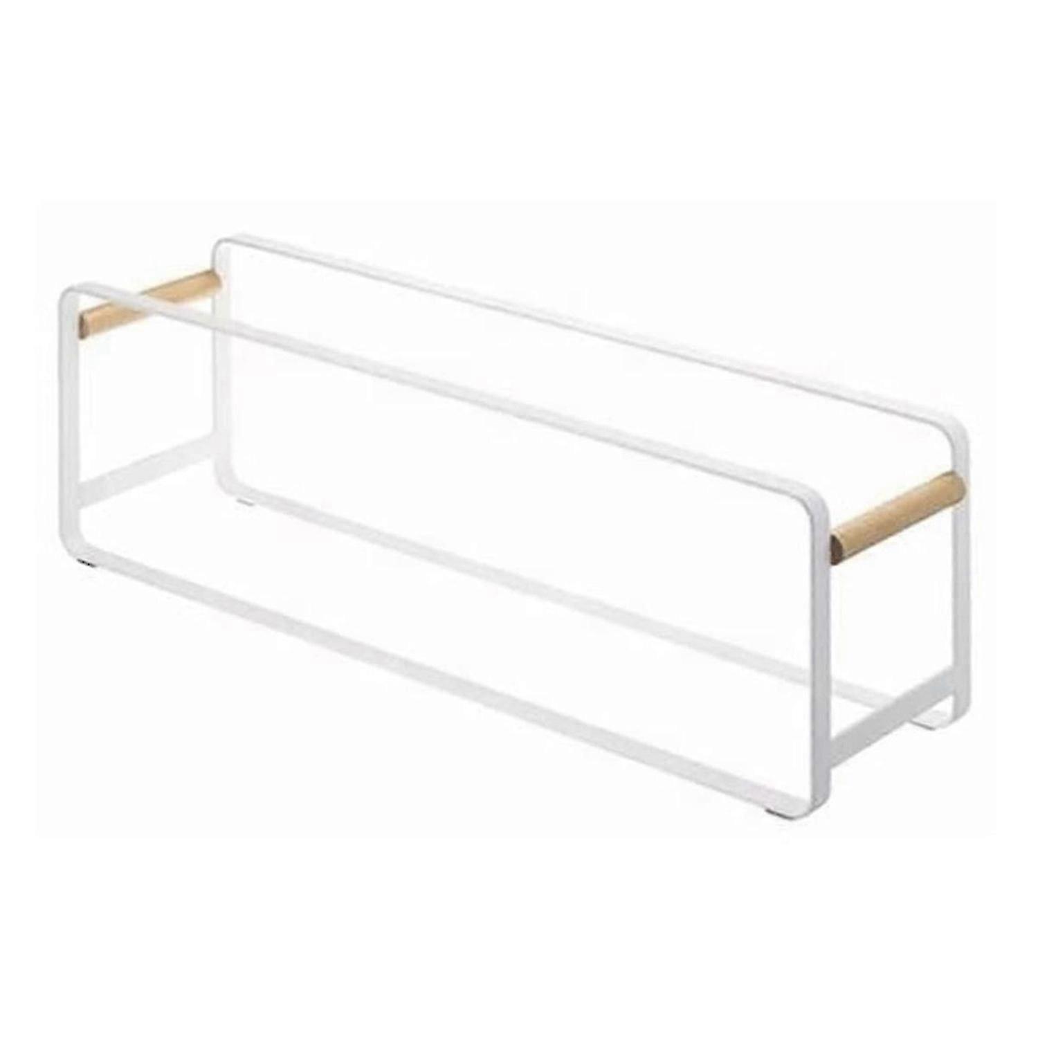 Compact 2-Tier Wooden Shoe Rack, Stackable Design for UK Closet Organisation and Space Efficiency