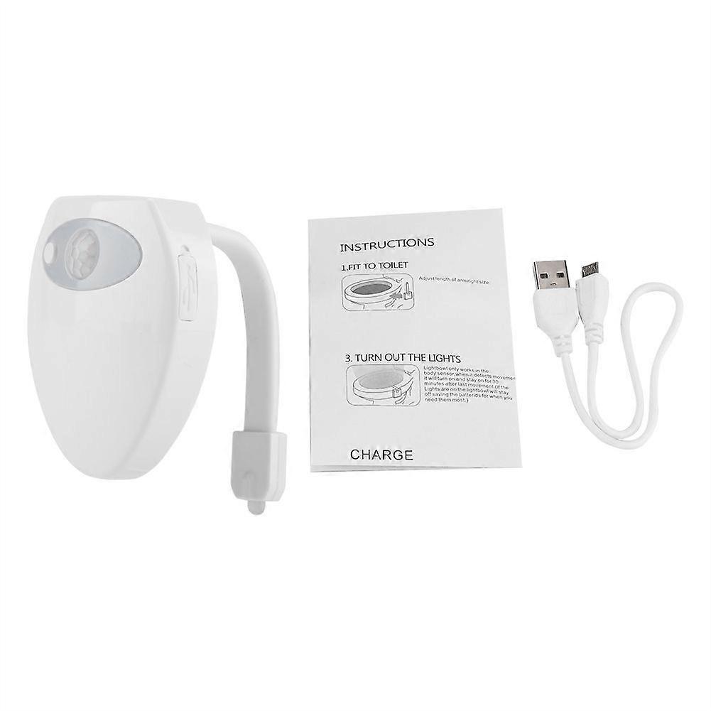 Rechargeable Toilet LED Motion Induction Bathroom Night Light Sensor with 8 Colors