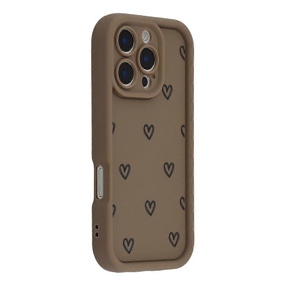 Compatible For iPhone 16 Pro Phone Case Heart Pattern TPU Shockproof Protective Cover