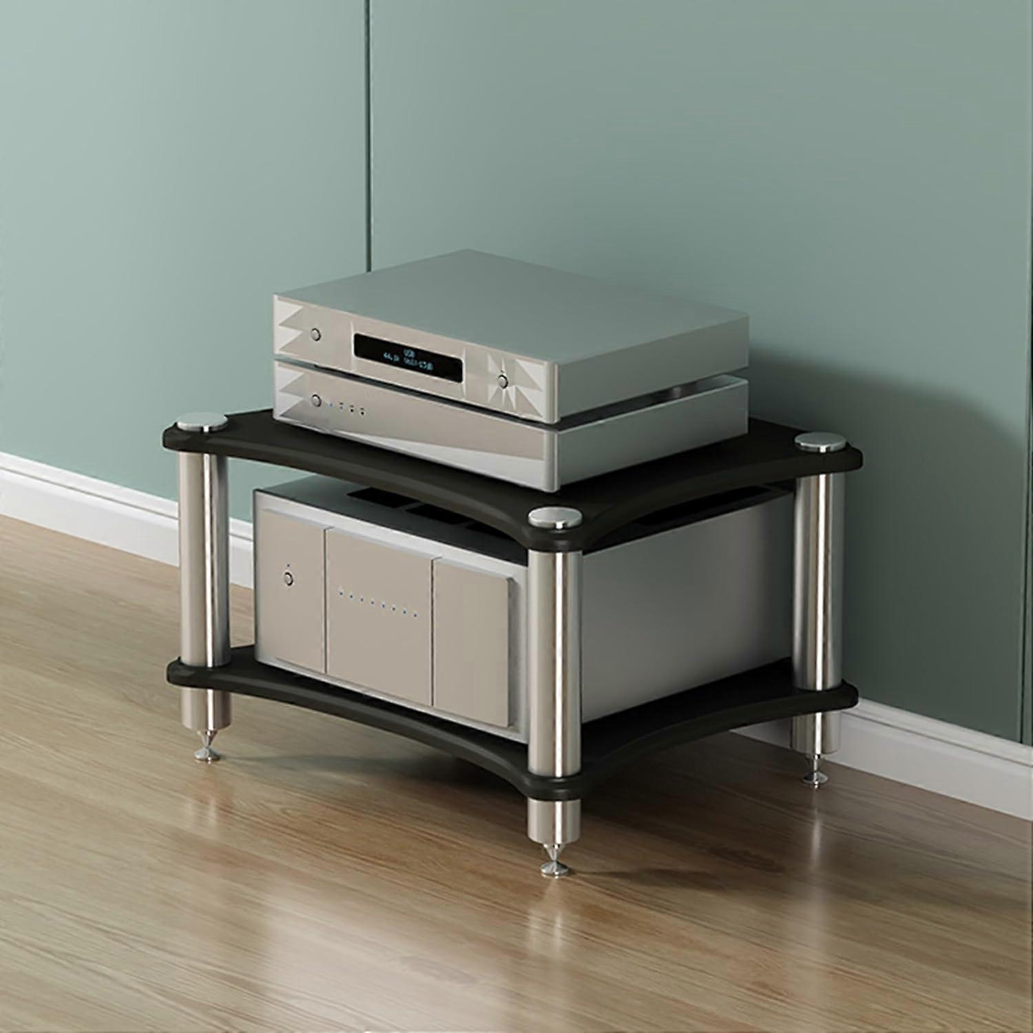 Wooden Media Stand Corner Shelf MultiTier AV Console For Record Players And HiFi Towers 60x48x40 CM Model B
