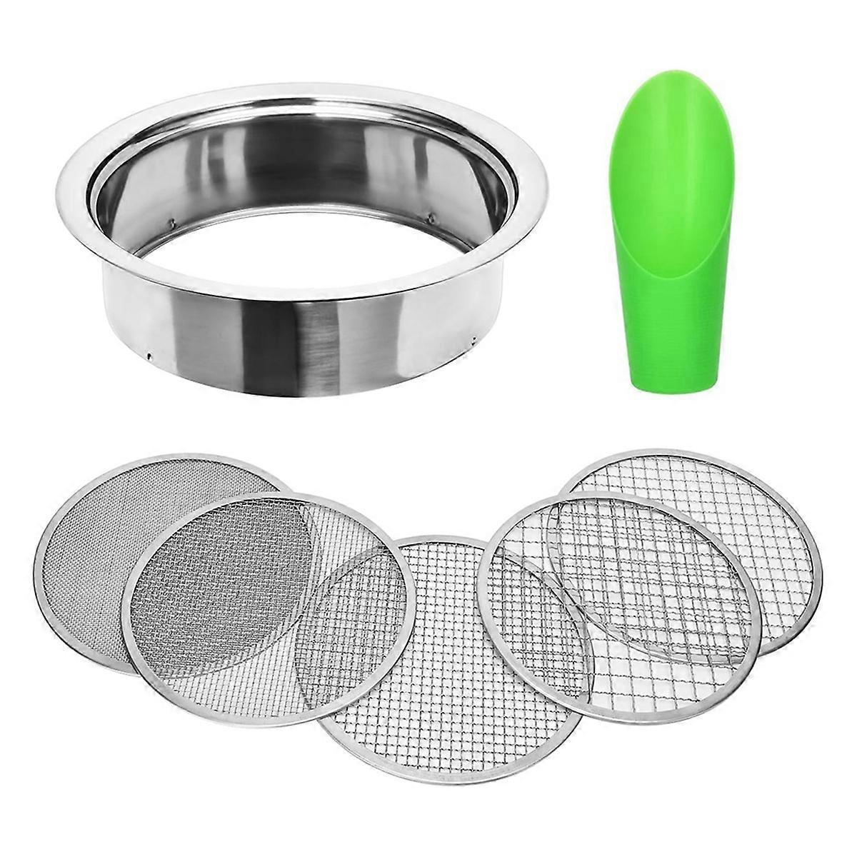 New Soil Sieve Set Garden Stainless Steel Mesh Sifter,Compost Sifter with 1,3,6,9,12mm Sieve Mesh a
