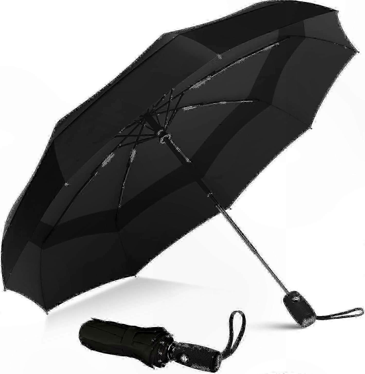 Windproof Travel Umbrella - Compact, Lightweight, Automatic, Strong for Backpack, Car, Purse