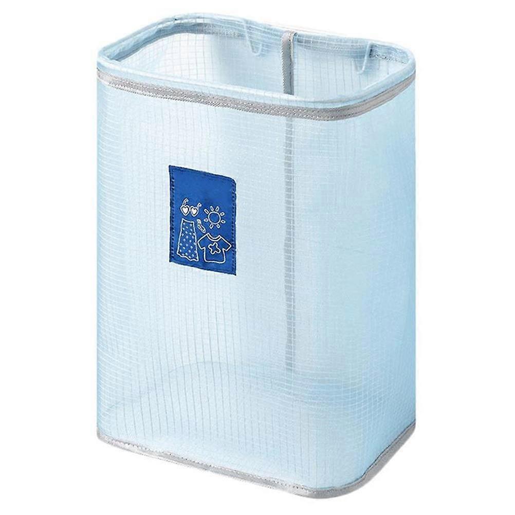 Wall Mounted Clothes Storage Basket, Foldable Laundry Container, Blue Fabric Organizer, Space-Saving Design