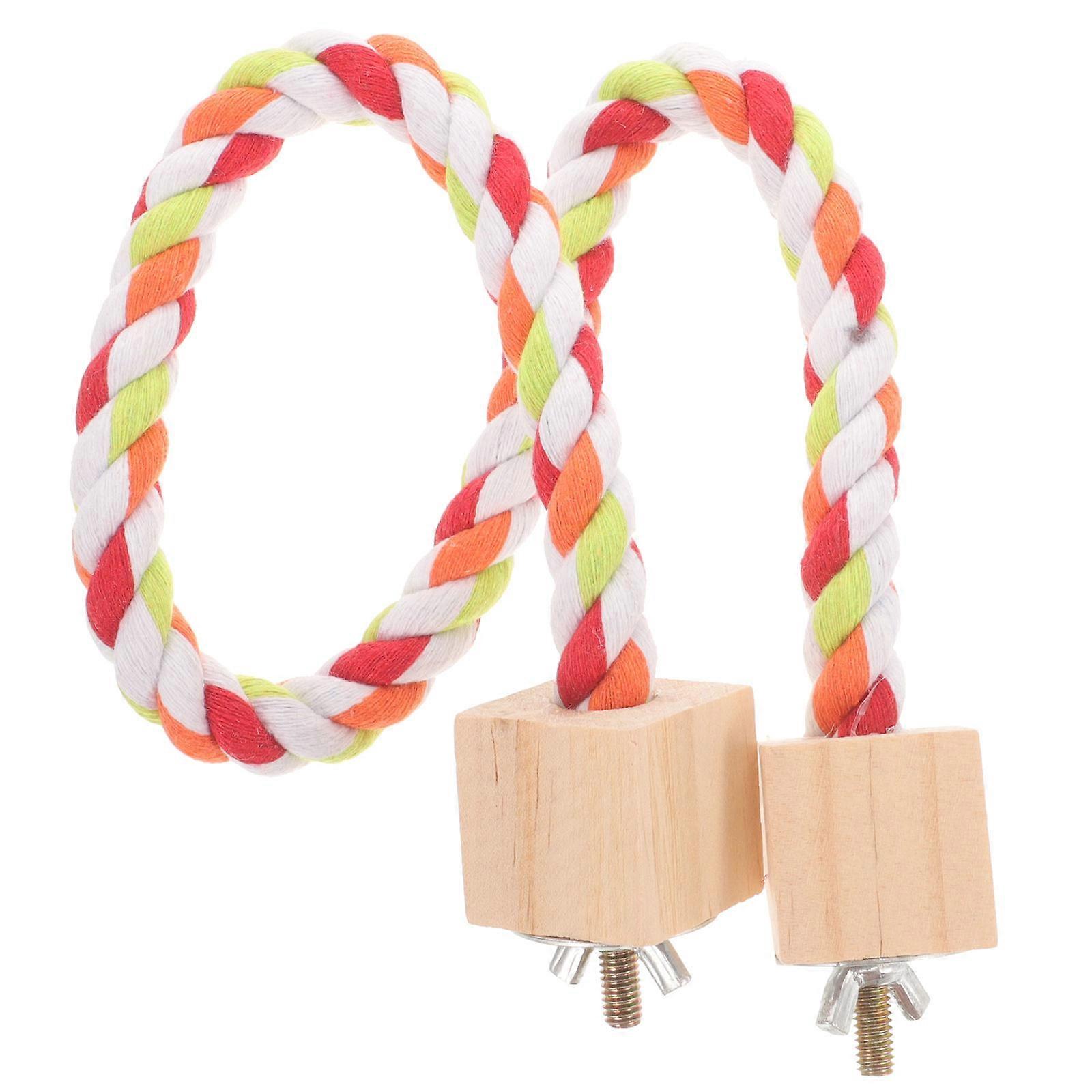 Woven Bird Stand Perch Toy for Parrots with Claw Grinding Function in Beige 4pcs Comfortable Accessory for Bird Cage